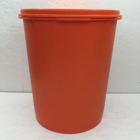Vintage Servalier Tupperware Orange Storage Container 809-14 Sunburst Lid 810-26 - Picture 4 of 15